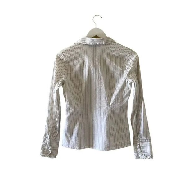 BCX Button Down White Black Long Sleeves Stretch Office Career Casual M # 1349 - Picture 7 of 14